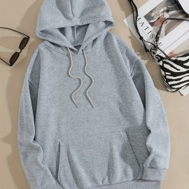 White Thermal Hoodies, Long Sleeve Casual Sweatshirt For Fall & Winter, Women's Clothing White Thermal Hoodies, Long Sleeve Casual Sweatshirt For Fall & Winter, Women's Clothing