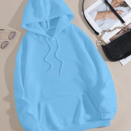 White Thermal Hoodies, Long Sleeve Casual Sweatshirt For Fall & Winter, Women's Clothing White Thermal Hoodies, Long Sleeve Casual Sweatshirt For Fall & Winter, Women's Clothing