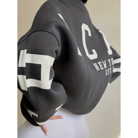 Women Oversized Thermal Letter Graphic Print Sweatshirt Aesthetic Crew Neck Long Sleeve Drop Shoulder Pullover Women Oversized Thermal Letter Graphic Print Sweatshirt Aesthetic Crew Neck Long Sleeve Drop Shoulder Pullover