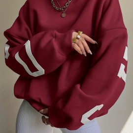 Women Oversized Thermal Letter Graphic Print Sweatshirt Aesthetic Crew Neck Long Sleeve Drop Shoulder Pullover Women Oversized Thermal Letter Graphic Print Sweatshirt Aesthetic Crew Neck Long Sleeve Drop Shoulder Pullover