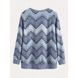 Denim Print Pullover Sweatshirt, Casual Long Sleeve Crew Neck Sweatshirt For Fall & Winter, Women's Clothing Denim Print Pullover Sweatshirt, Casual Long Sleeve Crew Neck Sweatshirt For Fall & Winter, Women's Clothing