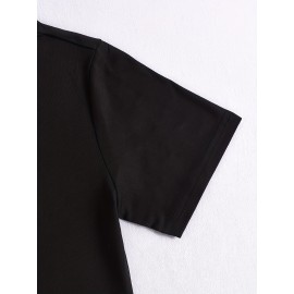 Letter Print Bodycon Tee Dress, Casual Crew Neck Short Sleeve Dress, Women's Clothing Letter Print Bodycon Tee Dress, Casual Crew Neck Short Sleeve Dress, Women's Clothing