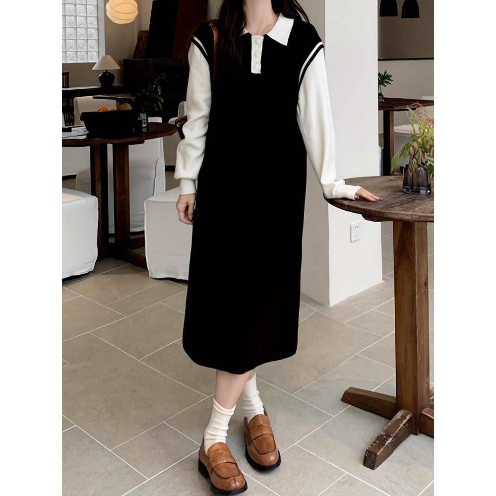 Solid Color Crew Neck Pullover Sweater, Casual Loose Long Sleeve Knitted Crop Sweater For Fall & Winter, Women's Clothing Solid Color Crew Neck Pullover Sweater, Casual Loose Long Sleeve Knitted Crop Sweater For Fall & Winter, Women's Clothing