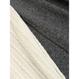 Color Block Lace Up Dress, Casual Long Sleeve Boat Neck Knit Dress For Fall & Winter, Women's Clothing Color Block Lace Up Dress, Casual Long Sleeve Boat Neck Knit Dress For Fall & Winter, Women's Clothing