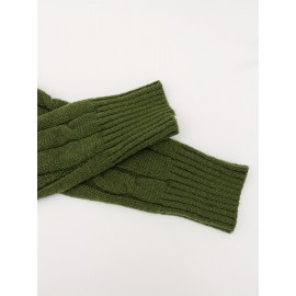 V Neck Cable Knitted Dress, Casual Long Sleeve Bodycon Dress For Fall & Winter, Women's Clothing V Neck Cable Knitted Dress, Casual Long Sleeve Bodycon Dress For Fall & Winter, Women's Clothing