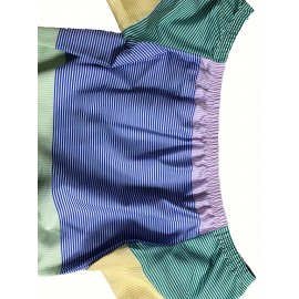 Color Block Striped Print Off-shoulder Dress, Casual Knot Sleeve Dress For Spring & Summer, Women's Clothing Color Block Striped Print Off-shoulder Dress, Casual Knot Sleeve Dress For Spring & Summer, Women's Clothing