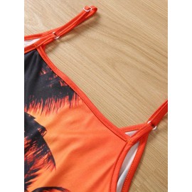 Coconut Tree Print Cami Dress, Vacation Sleeveless Comfy Dress, Women's Clothing Coconut Tree Print Cami Dress, Vacation Sleeveless Comfy Dress, Women's Clothing